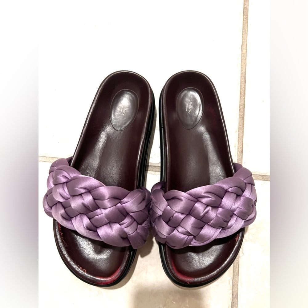 Mulberry Braided Slide Sandals in Lavender